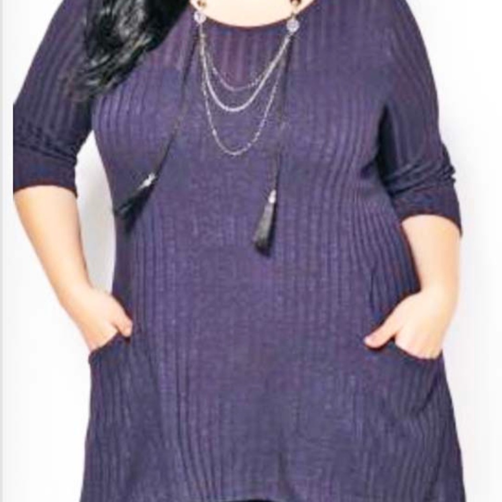 TOP, KNIT, 3/4 SLEEVES, MADE IN CANADA!!, SHARKBITE, PURPLE VELVET COLOUR, SZ 4X